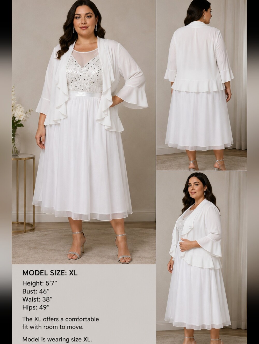 Chic White Wedding Dress with Ruffle Accents